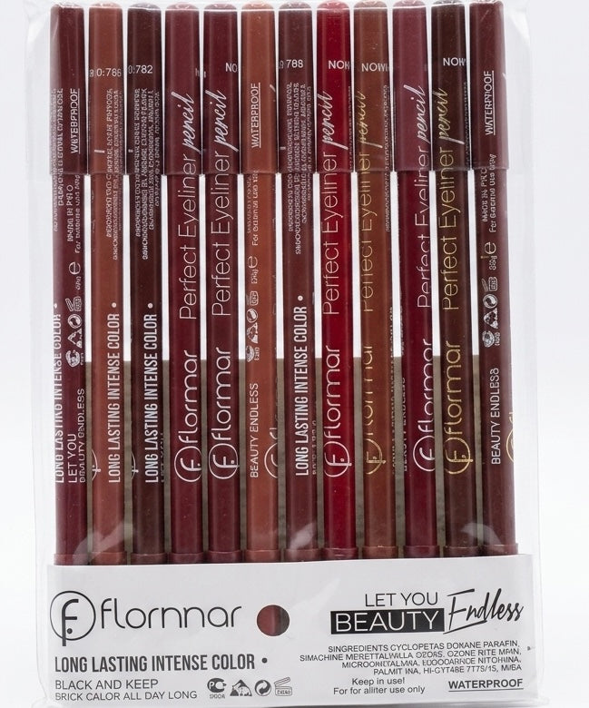 ⁠Flormar Perfect Lip Liner Pencil - Pack of 12 (Waterproof & Long Lasting)⁠