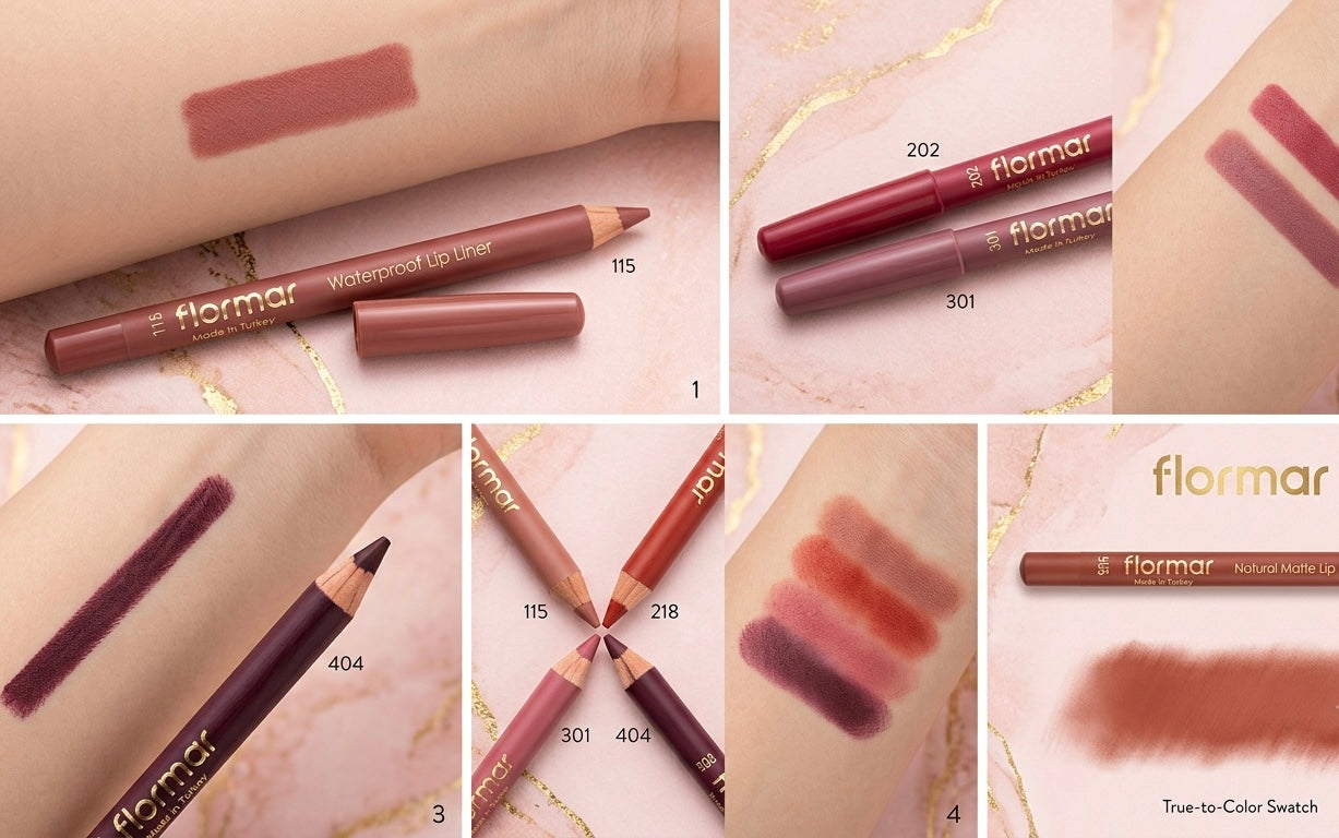 ⁠Flormar Perfect Lip Liner Pencil - Pack of 12 (Waterproof & Long Lasting)⁠